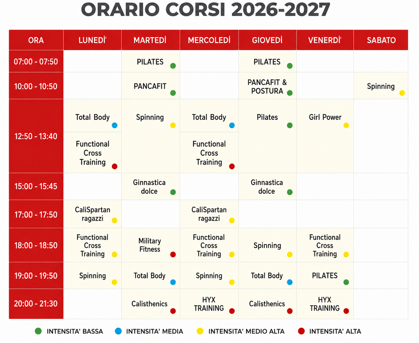 orario corsi 2026-2027